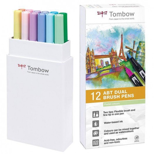 🎨 🖌 SET CON 12 ROTULADORES TOMBOW ABT COLORES PASTEL 