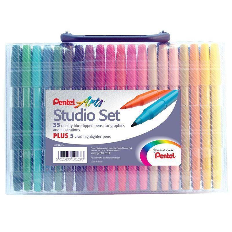 Pentel Arts Fiber Tip Color Pen Markers, Fine Point, Assorted