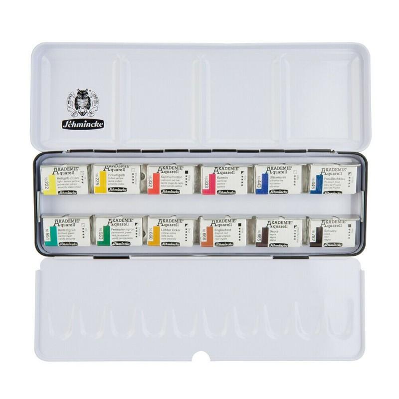 Akademie Watercolour Pan Metal Set of 12