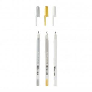 Gelly Roll Pen Set of 3: Gold, Silver & White Gelly Roll Pen Set of 3: Gold, Silver & White