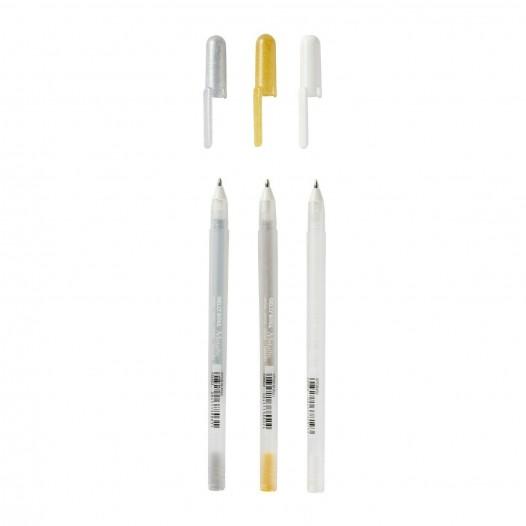Gelly Roll Pen Set of 3: Gold, Silver & White Gelly Roll Pen Set of 3: Gold, Silver & White