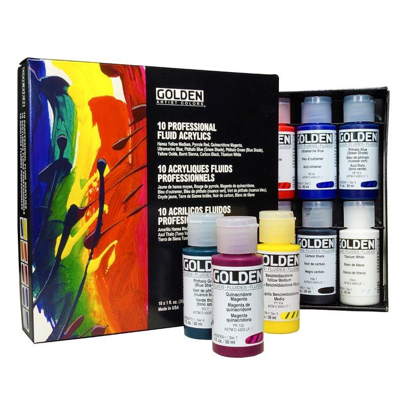 Fluid Acrylic Colour Set (10 x 30ml)
