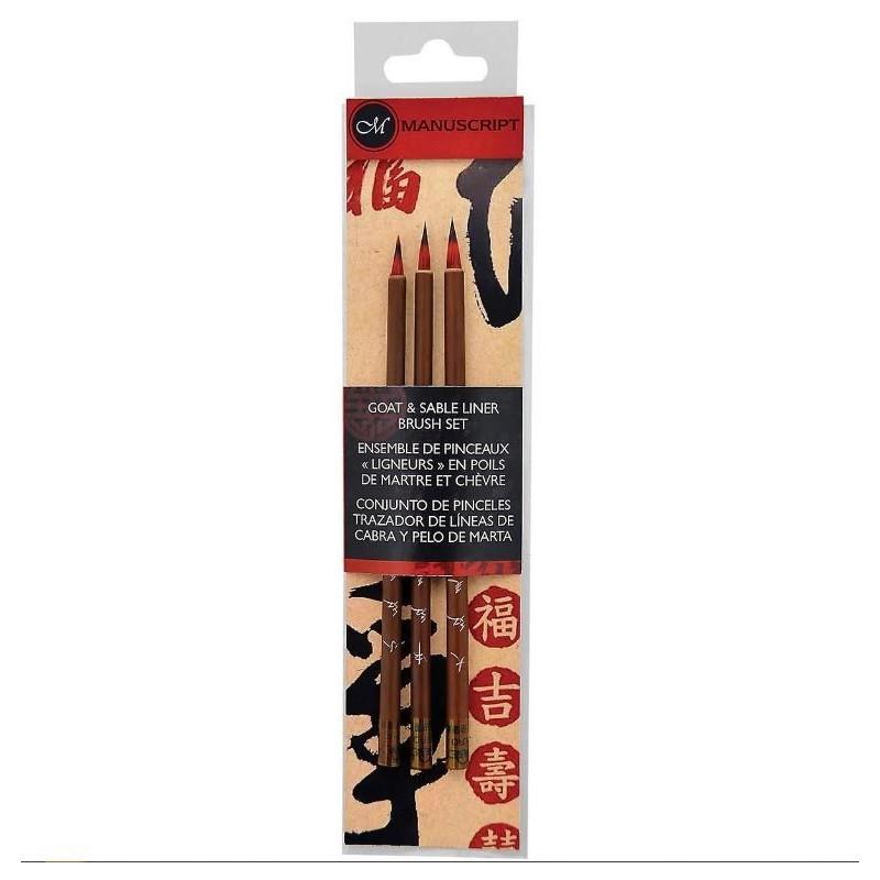Sable and Goat Hair Calligraphy Liner Brush Set