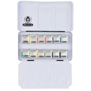 Cowling & Wilcox Akademie Watercolour Half Pan Metal Tin of 12 Cowling & Wilcox Akademie Watercolour Half Pan Metal Tin of 12