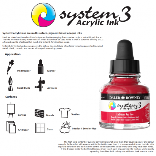 Daler-Rowney System3 Acrylic Ink 6 x 29.5ml + Marker Set