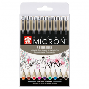 Pigma Micron Fineliner 05 Set: 9 Assorted Colours Pigma Micron Fineliner 05 Set: 9 Assorted Colours