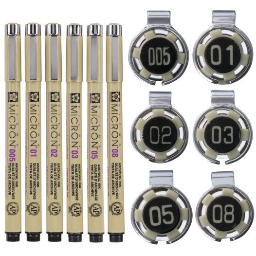 Pigma Micron Black Fineliner Assorted Set (6pc) Pigma Micron Black Fineliner Assorted Set (6pc)