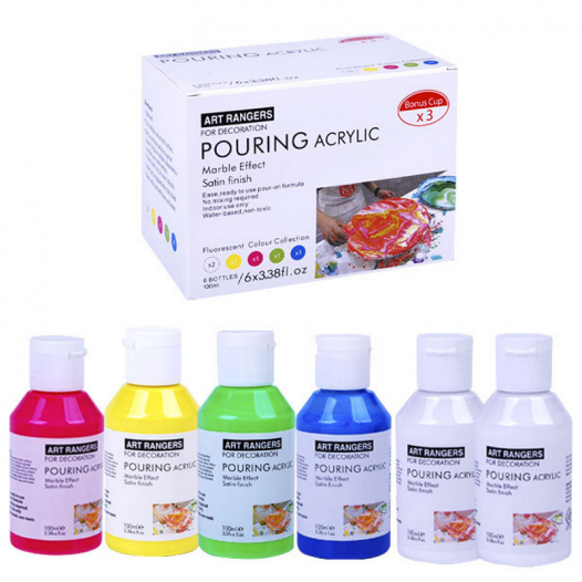 Acrylic Colour Fluorescent Pouring Set (6 x 100ml)