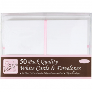 Anita's Card & Envelope A6 White Pack (50pc)