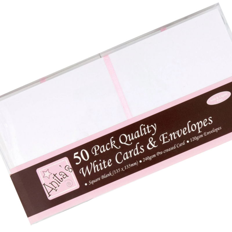 Anita's Card & Envelope Square White Pack (50pc)