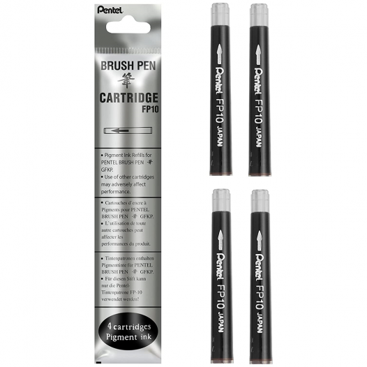 Pocket Brush Pen Black Cartridge Pack (4pc)