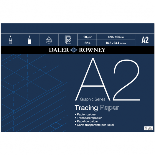 Daler Rowney Tracing Pad : 90gsm : 50 Sheets : A2