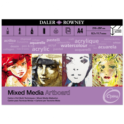 Optima Mixed Media A4 Artboard Pad (1.4mm) Optima Mixed Media A4 Artboard Pad (1.4mm)