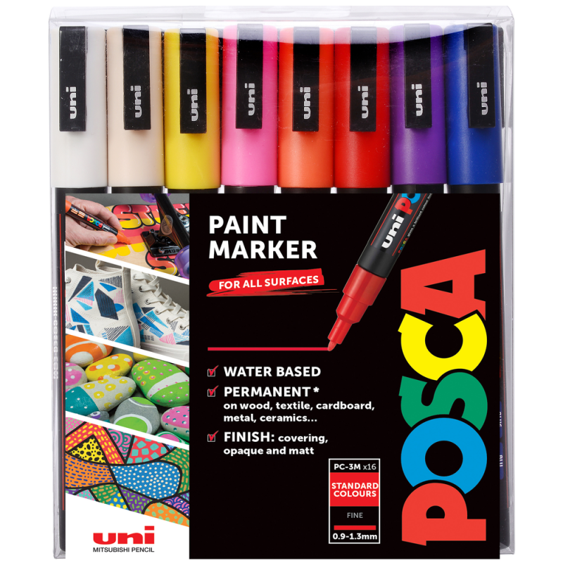  8 Posca Paint Markers, 3M Fine Posca Markers with Reversible  Tips, Posca Marker Set of Acrylic Paint Pens