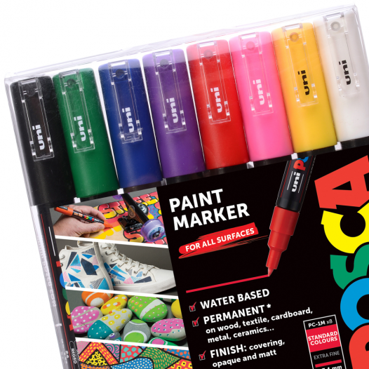 Uni Posca Markers PC-1M Extra Fine 8pc Set of Pastel Colours