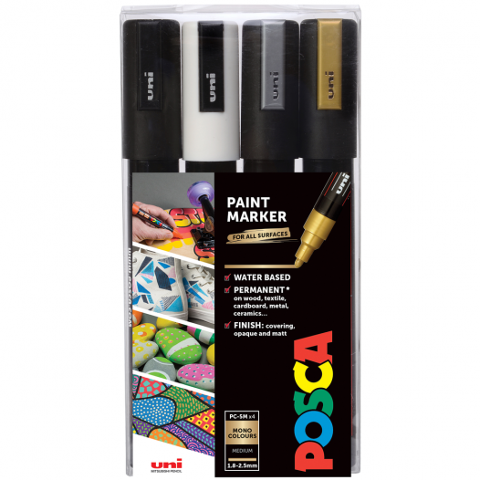 POSCA Paint Marker PC-5M Mono Tone Set (4pc) POSCA Paint Marker PC-5M Mono Tone Set (4pc)