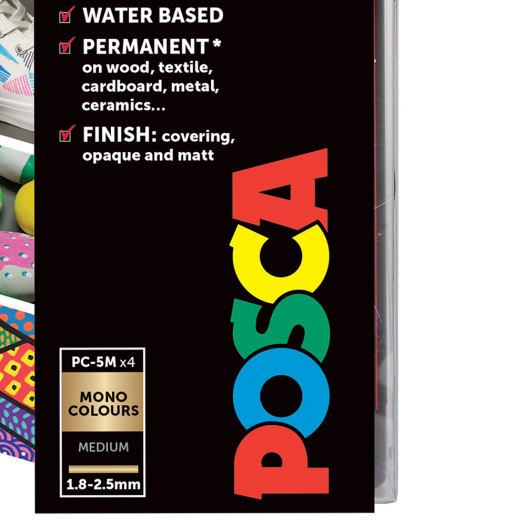 POSCA Paint Marker PC-5M Mono Tone Set (4pc)
