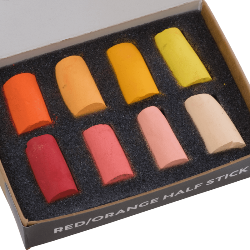 Half-Stick Soft Pastel Mini Set - Red/Orange (8pc)