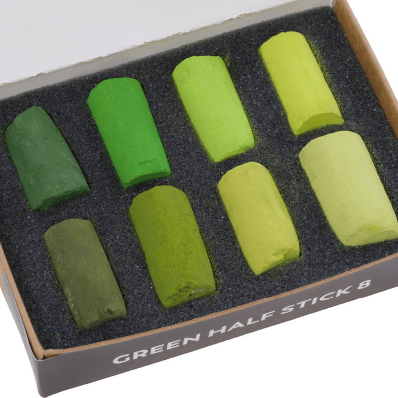 Half-Stick Soft Pastel Mini Set - Green (8pc)