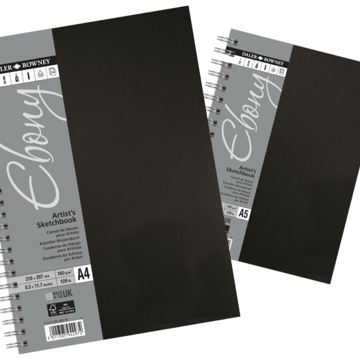 Ebony Hardback Spiral Sketchbook (160gsm)