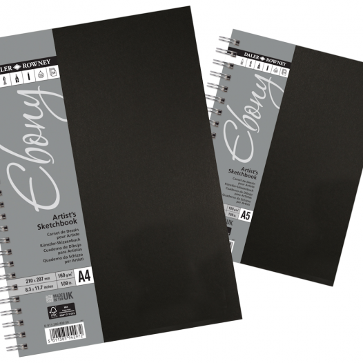 Ebony Hardback Spiral Sketchbook (160gsm) Ebony Hardback Spiral Sketchbook (160gsm)
