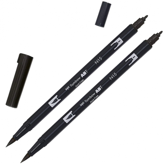 ABT Dual Brush Pen Black Pack (2pc)