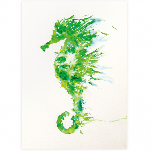 Painting with Brusho seahorse