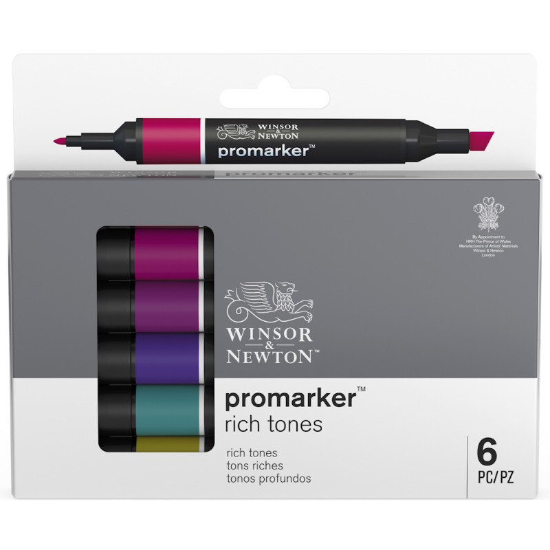 Winsor & Newton ProMarker Set, 6-Markers, Rich Tones 