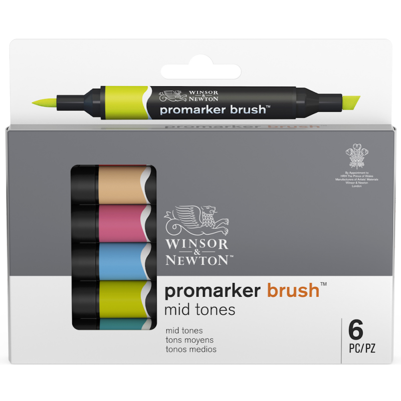 Promarker Brush Mid Tone Set (6pc)