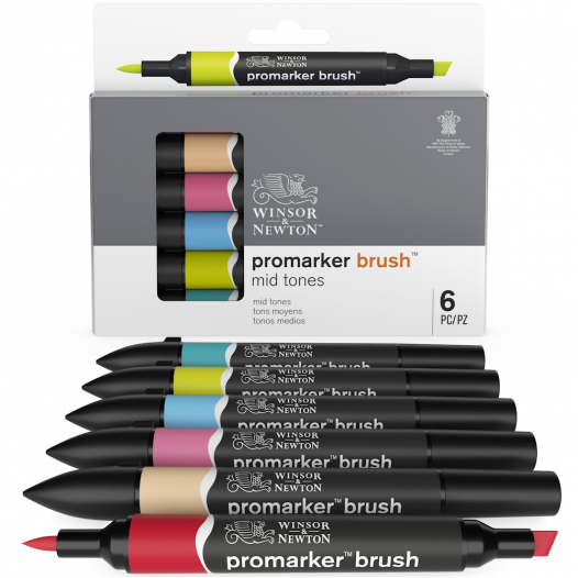 Promarker Brush Mid Tone Set (6pc)