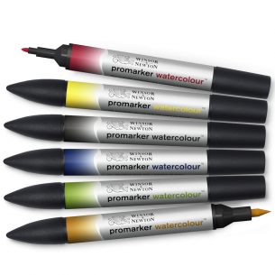 Winsor & Newton ProMarker Watercolor Markers - Basic Tones, Set of 6