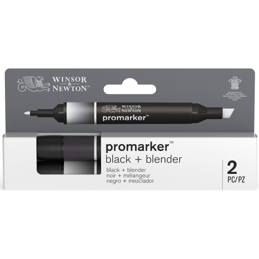 Winsor & Newton Promarker Black & Blender Set (2pc)