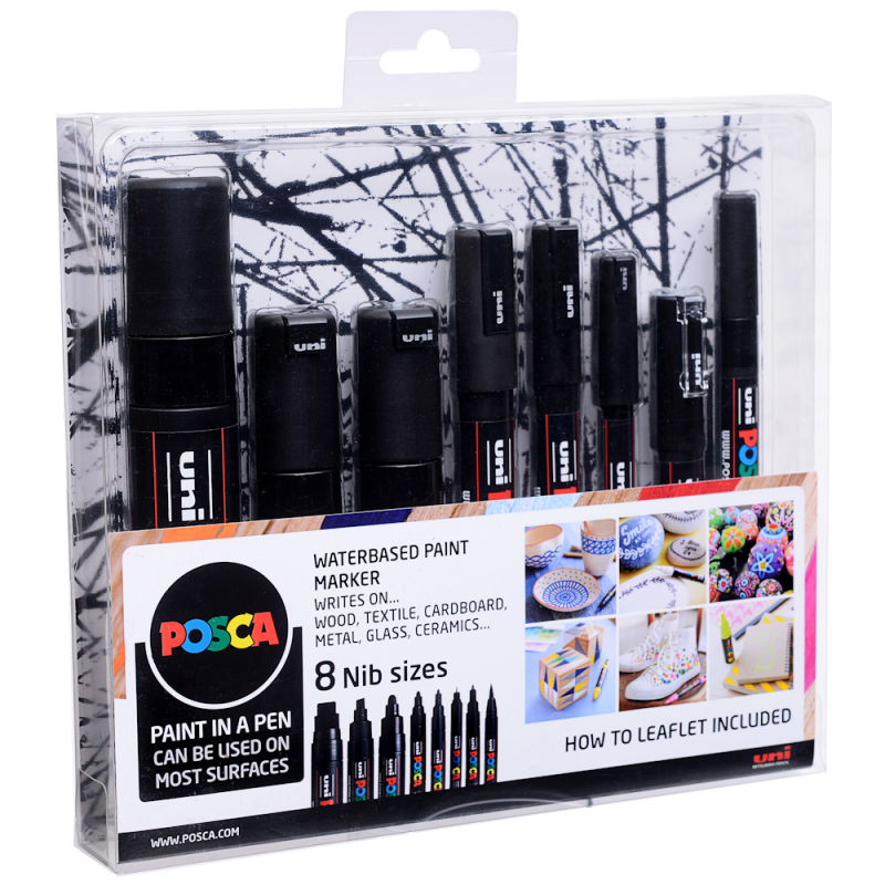 POSCA Marker Assorted Black Set (8pc)
