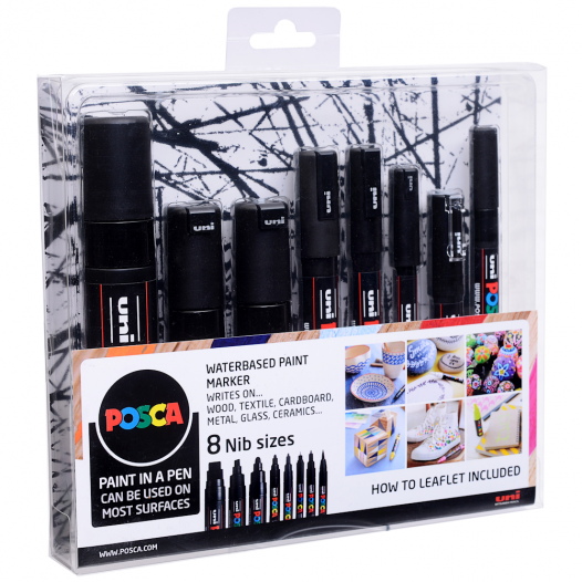 POSCA Paint Marker Black Assorted Set (8pc)