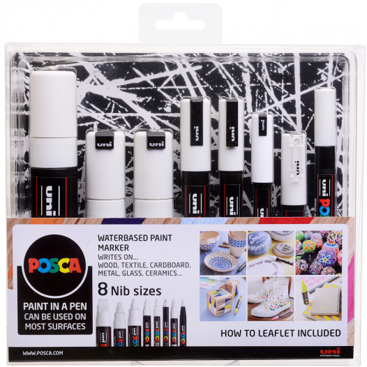 POSCA Paint Marker White Assorted Set (8pc)