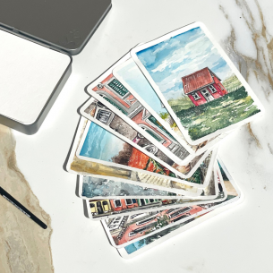 Watercolour A6 Postcard Tin (30pc)