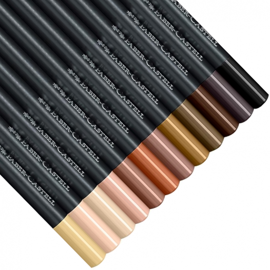 Faber-Castell Black Edition Colour Pencils - Skin Tones (Pack of 12), 116414