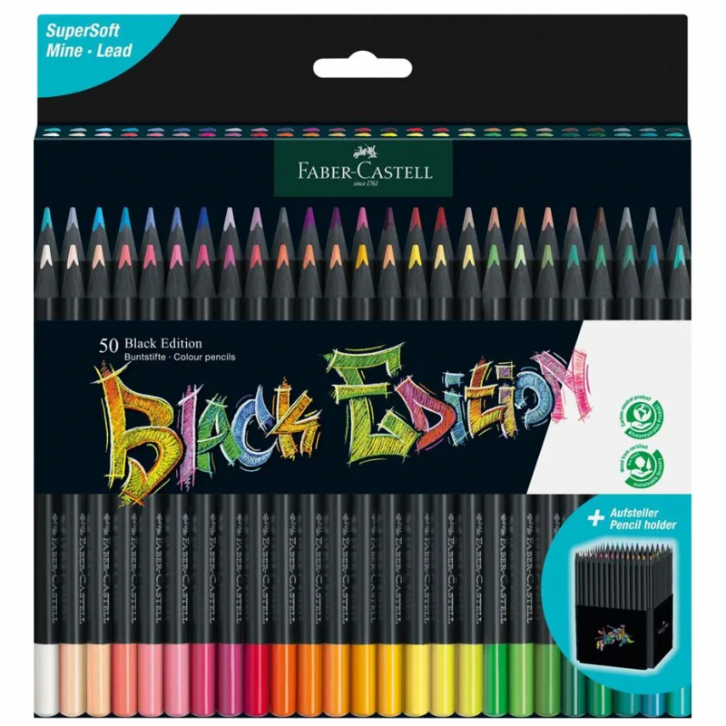 Black Edition Colour Pencil Wallet (50pc)