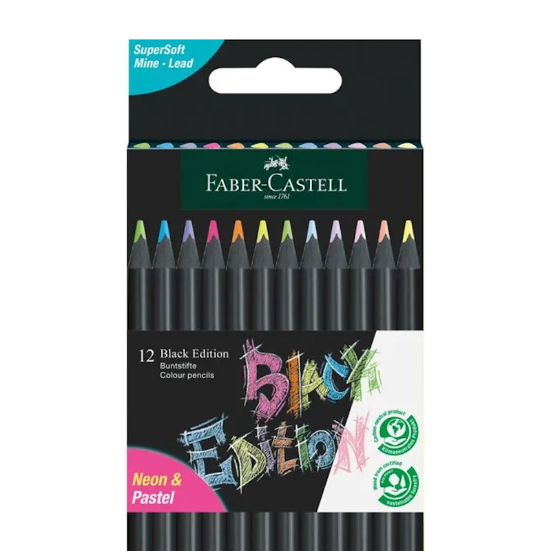 Black Edition Colour Pencils Neon + Pastel Set (12pc)