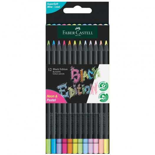 Black Edition Colour Pencils Neon + Pastel Set (12pc)