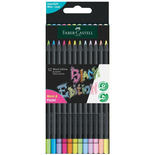 Black Edition Colour Pencils Neon + Pastel Set (12pc) Black Edition Colour Pencils Neon + Pastel Set (12pc)