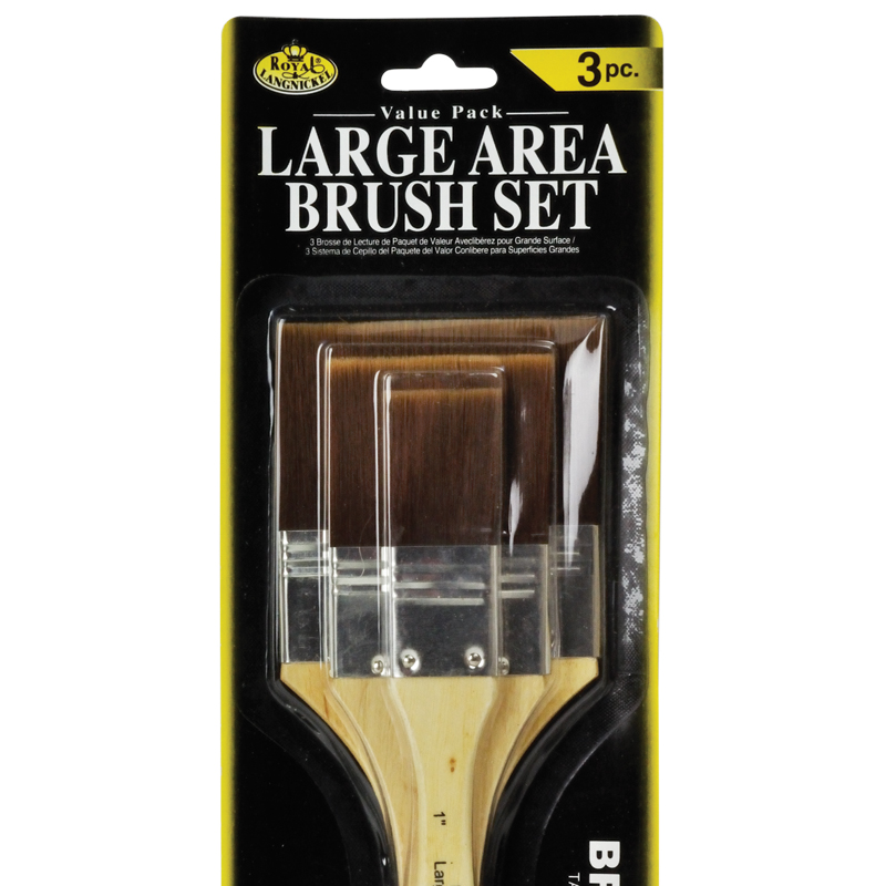 Flat Brown Taklon Large Area Brush Set (3pc)