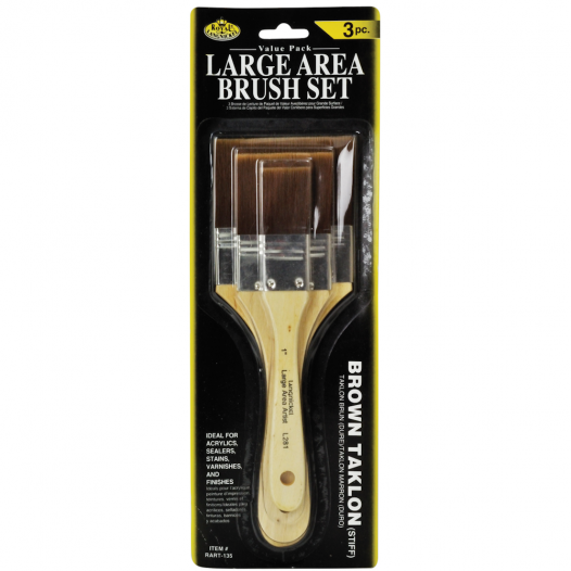 Brown Taklon Flat Large Area Brush Set (3pc)