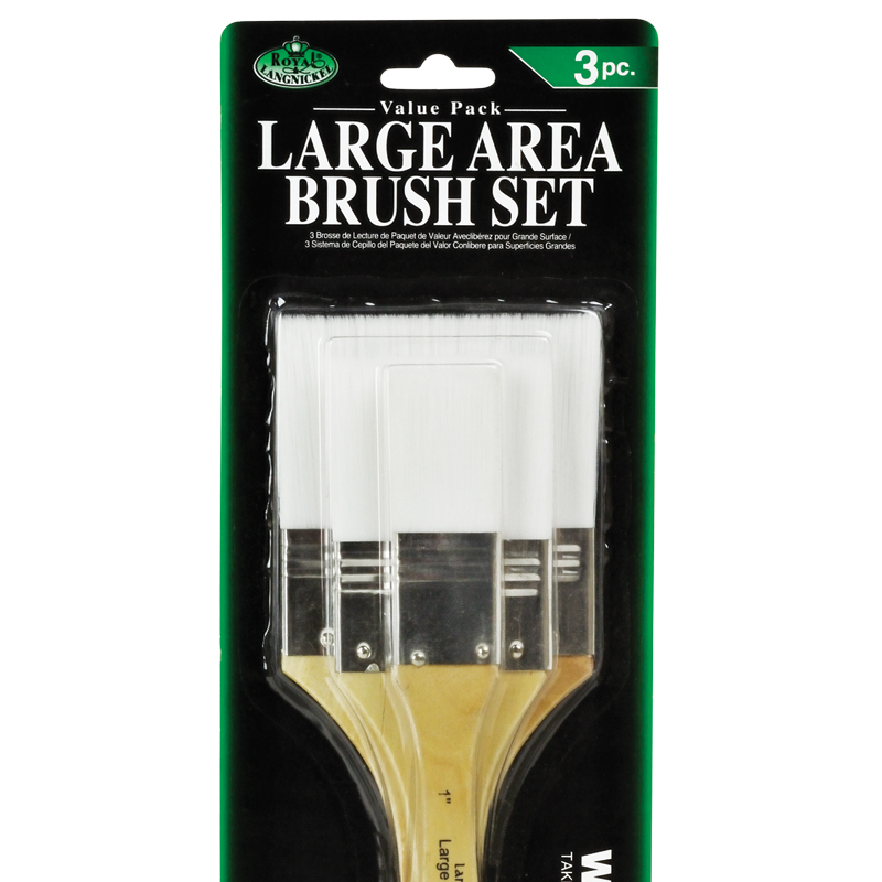 White Taklon Flat Large Area Brush Set (3pc)