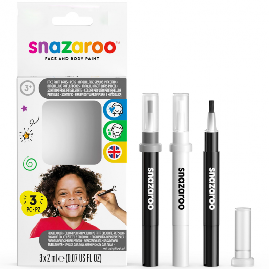 Face Paint Brush Pen Monochrome Set (3pc)