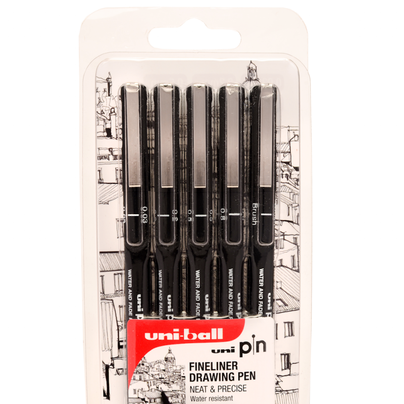 PIN Black Drawing Pen Set II (5pc)
