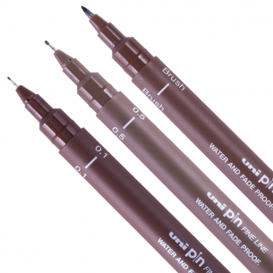 PIN Sensitive Sepia Drawing Pen Set (3pc)