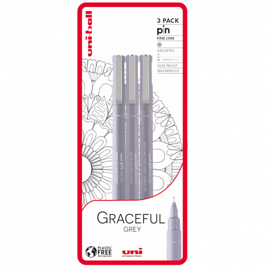 PIN Graceful Greys Drawing Pen Set (3pc)