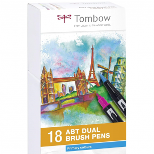 ABT Dual Brush Pen Primary Colour Box (18pc)