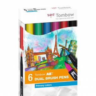ABT Dual Brush Pen Primary Colour Box (6pc)